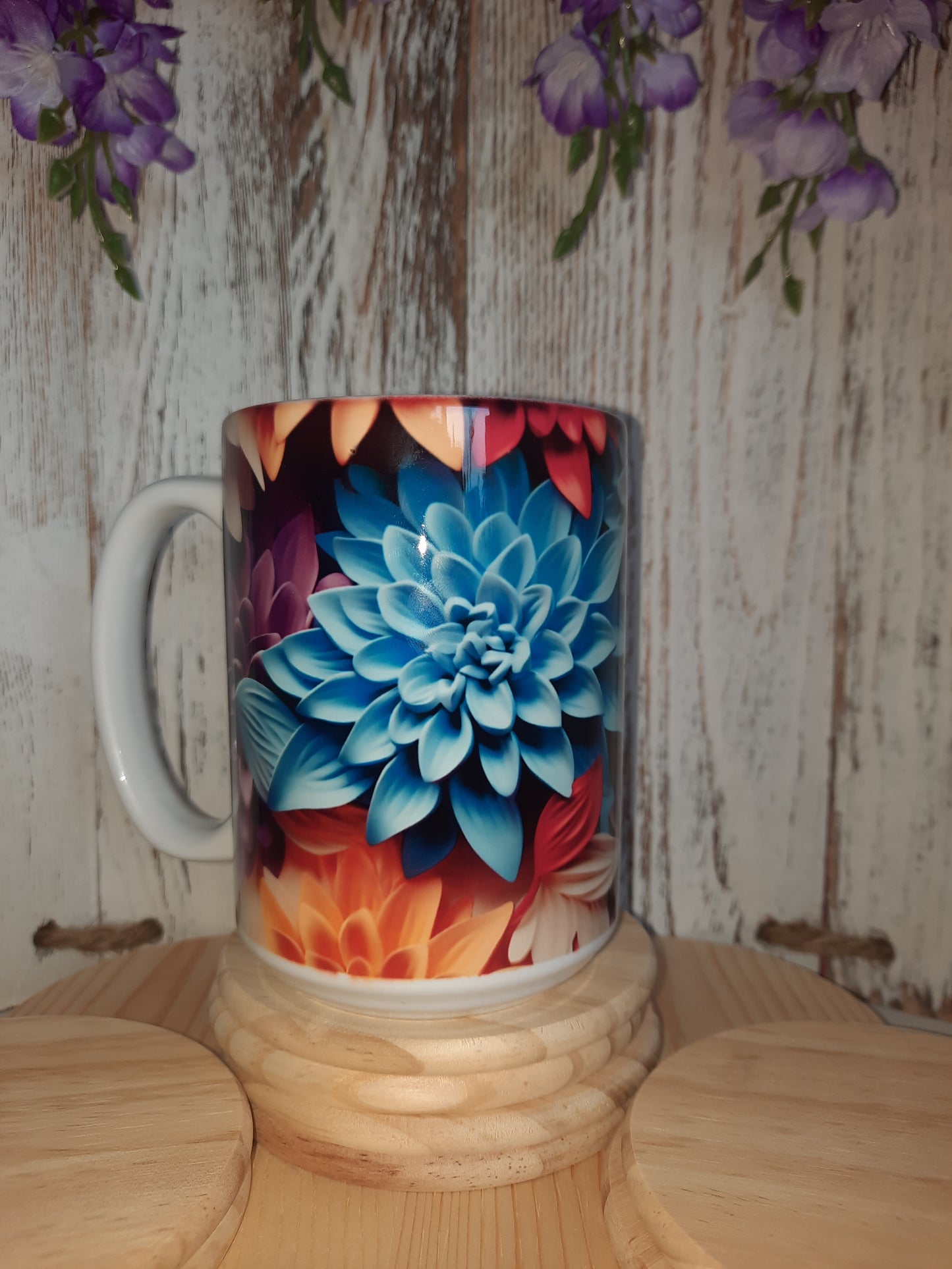 15 OZ CERAMIC COLORFUL FLOWERS HOT & COLD MUG